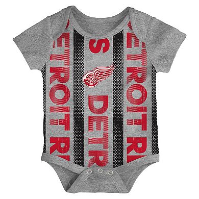 Newborn Detroit Red Wings Loyal Buddies Three-Pack Bodysuit Set
