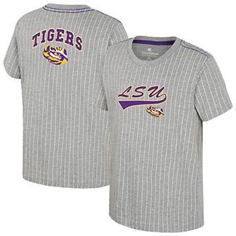 Youth Colosseum Heather Gray LSU Tigers Airball Baseball T-Shirt
