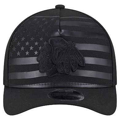 Men's New Era Black Chicago Blackhawks Game Day Stealth Flag 9FORTY A-Frame Adjustable Hat