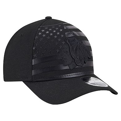 Men's New Era Black Chicago Blackhawks Game Day Stealth Flag 9FORTY A-Frame Adjustable Hat