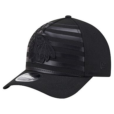 Men's New Era Black Chicago Blackhawks Game Day Stealth Flag 9FORTY A-Frame Adjustable Hat