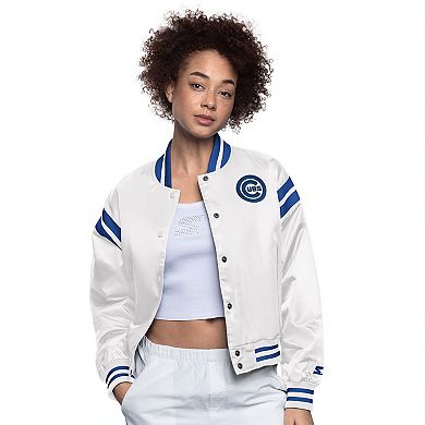 Women's Starter White Chicago Cubs Full Count Full-Snap Varsity Jacket