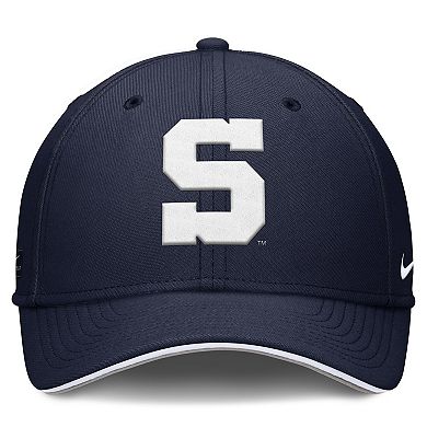 Men's Nike Navy Penn State Nittany Lions 2025 Dugout Coaches Rise Swoosh Performance Flex Hat