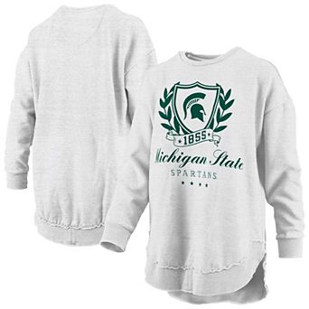 Women's Pressbox Heather Gray Michigan State Spartans Field Day Melange Poncho Pullover Sweatshirt