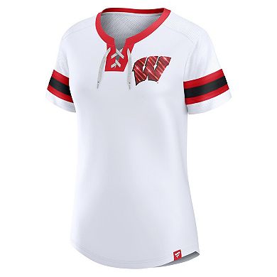 Women's Fanatics White Wisconsin Badgers Iconic Athena T-Shirt