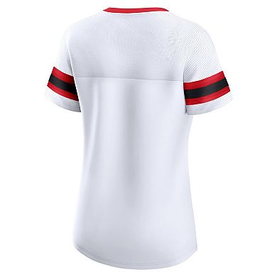 Women's Fanatics White Wisconsin Badgers Iconic Athena T-Shirt