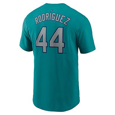Men's Nike Julio Rodr _guez Aqua Seattle Mariners Fuse Name & Number Inline T-Shirt