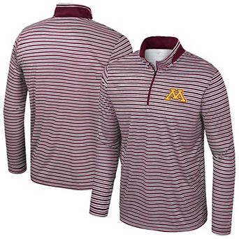Men's Colosseum Maroon Minnesota Golden Gophers Striped Quarter-Zip Top