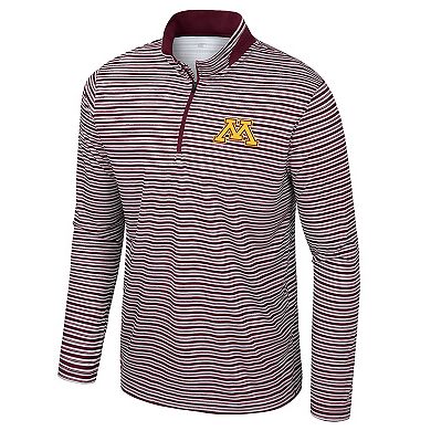Men's Colosseum Maroon Minnesota Golden Gophers Striped Quarter-Zip Top