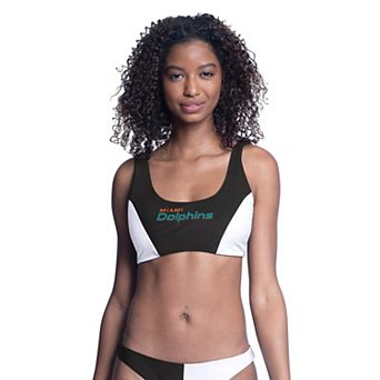 Women's G-III 4Her by Carl Banks Black Miami Dolphins Brief Game Bikini Top