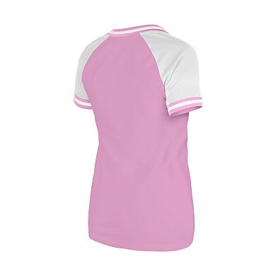 Women's New Era Pink Green Bay Packers Color Multiplier V-Neck T-Shirt