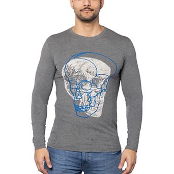 Men's Outlined Skull Rhinestone Graphic Long Sleeves T-Shirts