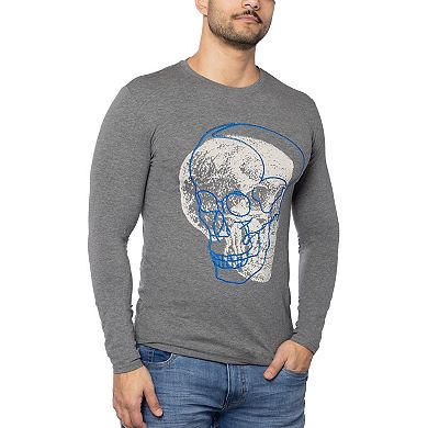 Men's Outlined Skull Rhinestone Graphic Long Sleeves T-Shirts