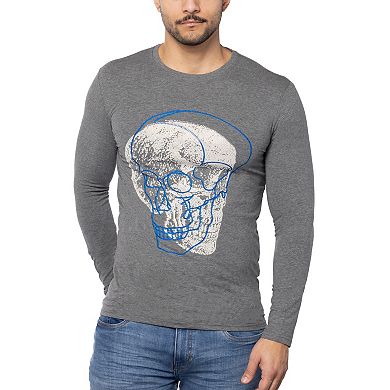 Men's Outlined Skull Rhinestone Graphic Long Sleeves T-Shirts