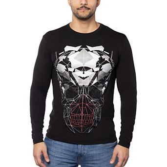 Men's Geometric Skull Rhinestone Graphic Long Sleeves T-Shirts