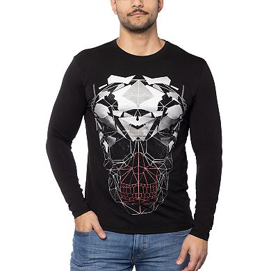 Men's Geometric Skull Rhinestone Graphic Long Sleeves T-Shirts