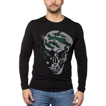 Men's Camo Skull Rhinestone Graphic Long Sleeves T-Shirts