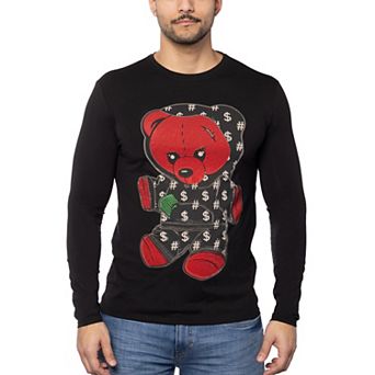 Men's Teddy Bear Rhinestone Graphic Long Sleeves T-Shirts