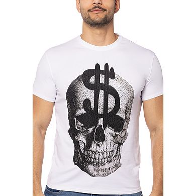 Men's Skull With $ Dollar Sign Rhinestone Graphic T-Shirts