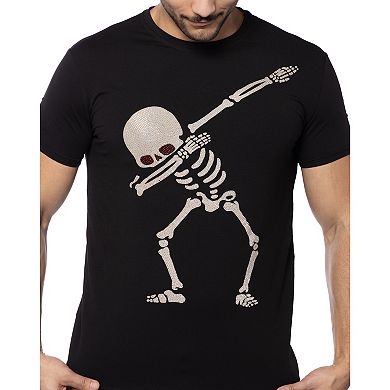 Men's Dabbing Skeleton Rhinestone Graphic T-Shirts