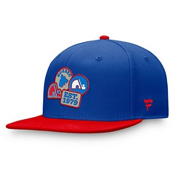 Men's Fanatics Blue/Red Quebec Nordiques Heritage Patches Fitted Hat