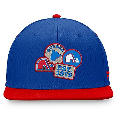 Men's Fanatics Blue/Red Quebec Nordiques Heritage Patches Fitted Hat