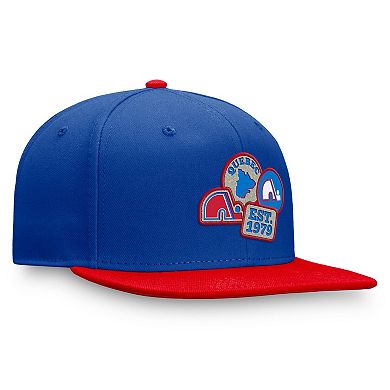 Men's Fanatics Blue/Red Quebec Nordiques Heritage Patches Fitted Hat