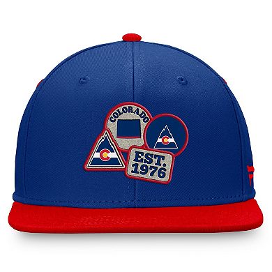 Men's Fanatics Blue/Red CO Rockies Heritage Patches Fitted Hat
