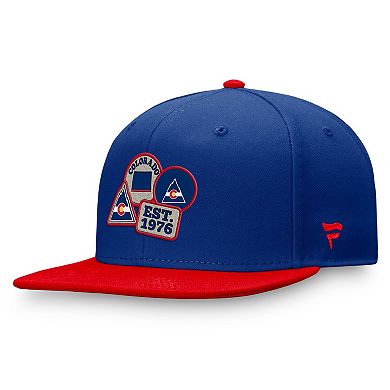 Men's Fanatics Blue/Red CO Rockies Heritage Patches Fitted Hat