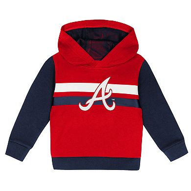 Toddler Red/Navy Atlanta Braves Wind Up Pullover Hoodie and Sweatpants Set