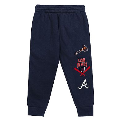 Toddler Red/Navy Atlanta Braves Wind Up Pullover Hoodie and Sweatpants Set
