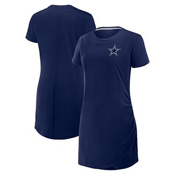 Women's Fanatics Navy Dallas Cowboys Ruched Drape T-Shirt Dress