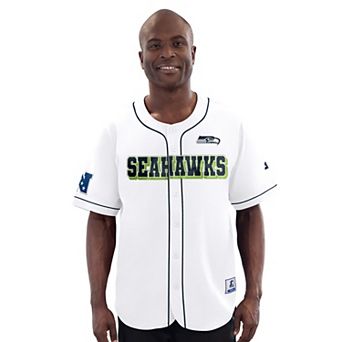 Men's Starter White Seattle Seahawks Relay Full-Button Baseball Jersey