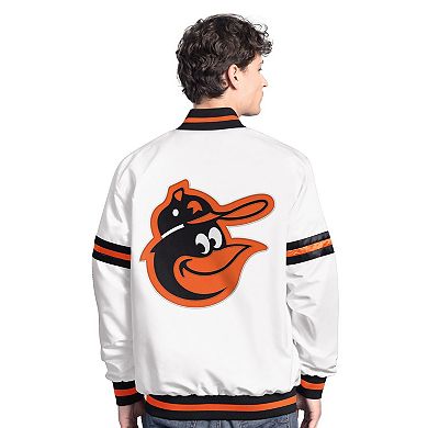 Men's Starter White Baltimore Orioles Cooperstown Scout Full-Snap Varsity Jacket