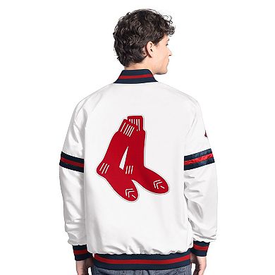 Men's Starter White Boston Red Sox Cooperstown Scout Full-Snap Varsity Jacket