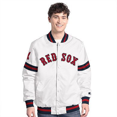 Men's Starter White Boston Red Sox Cooperstown Scout Full-Snap Varsity Jacket