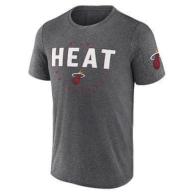Men's Heather Charcoal Miami Heat Block Practice Performance T-Shirt