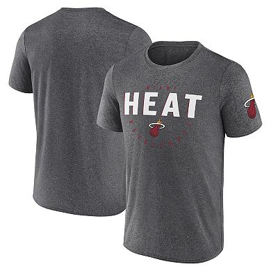 Men's Heather Charcoal Miami Heat Block Practice Performance T-Shirt