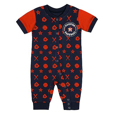 Newborn Navy Houston Astros Hard 90 Coveralls