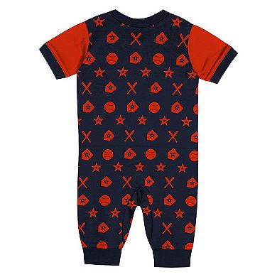 Newborn Navy Houston Astros Hard 90 Coveralls