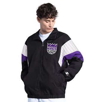 Men's Starter Black Sacramento Kings Yard Line Full-Zip Jacket