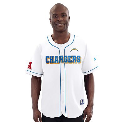 Men's Starter White Los Angeles Chargers Relay Full-Button Baseball Jersey