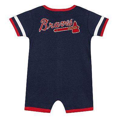 Infant Navy Atlanta Braves Double Hit Coverall 2-Piece Set