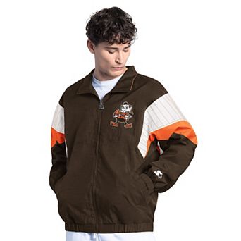 Men's Starter Brown Cleveland Browns Yard Line Vintage Logo Full-Zip Jacket