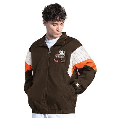 Men's Starter Brown Cleveland Browns Yard Line Vintage Logo Full-Zip Jacket