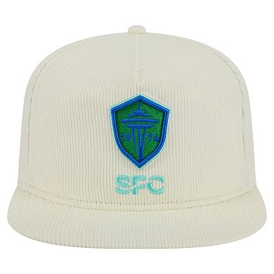 Men's New Era Cream Seattle Sounders FC 2025 Kickoff Snapback Golfer Hat
