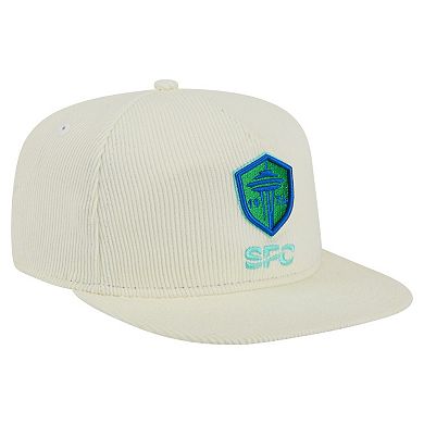 Men's New Era Cream Seattle Sounders FC 2025 Kickoff Snapback Golfer Hat