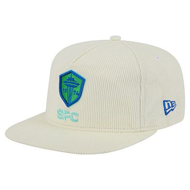 Men's New Era Cream Seattle Sounders FC 2025 Kickoff Snapback Golfer Hat