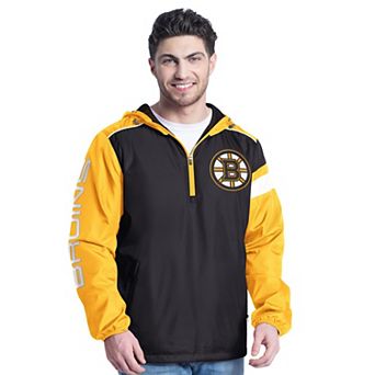 Men's G-III Sports by Carl Banks Black/Gold Boston Bruins Lateral Half-Zip Hoodie Jacket