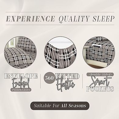 Elegant Comfort Luxury Soft Plaid Bed Sheet Set